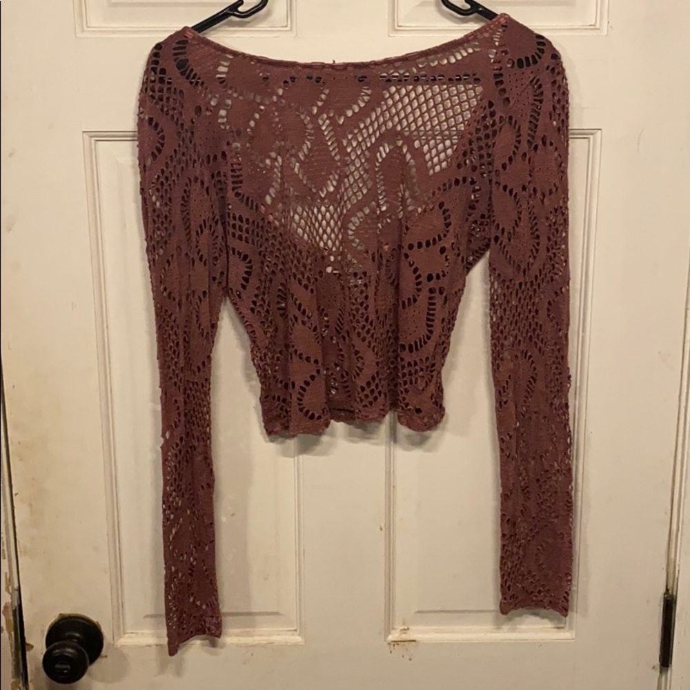 Top with floral mesh